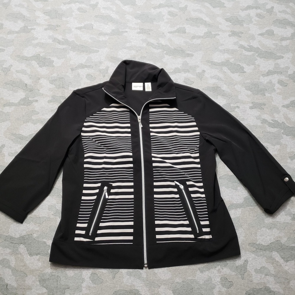Chico's‎ Jacket Womens 0 Black Full Zip Long Sleeve